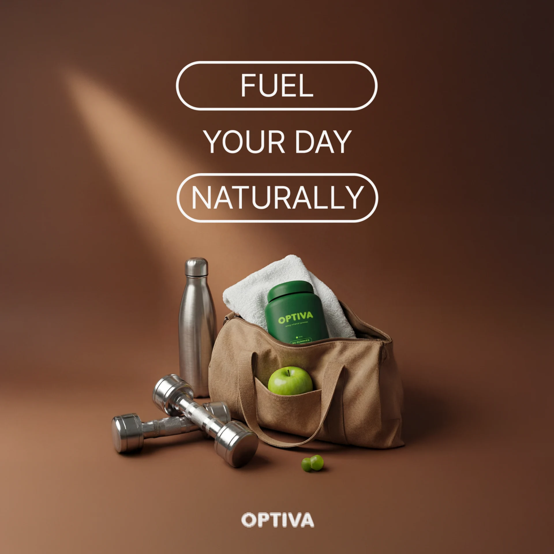Рекламная композиция продукта с надписью Fuel Your Day Naturally